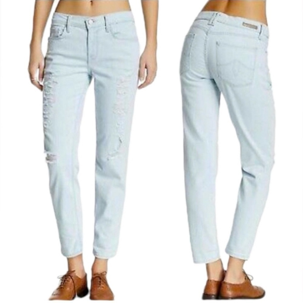 LEVEL 99 Sienna Tomboy Jeans Distressed Blizzard Wash High Rise Size 28
